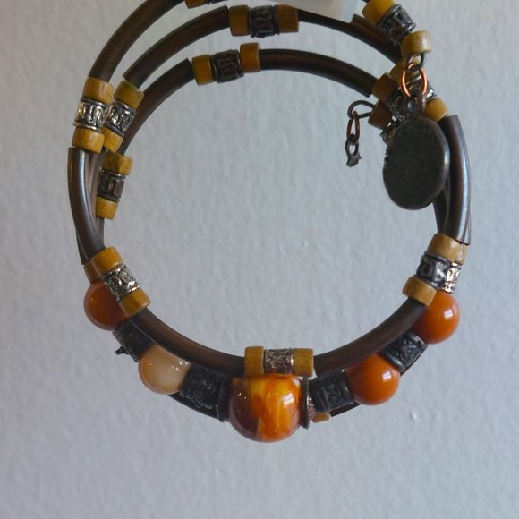 Women's Brown Mix Wraparound Bracelet w/Coin Accent - NWOT - Picture 4 of 10